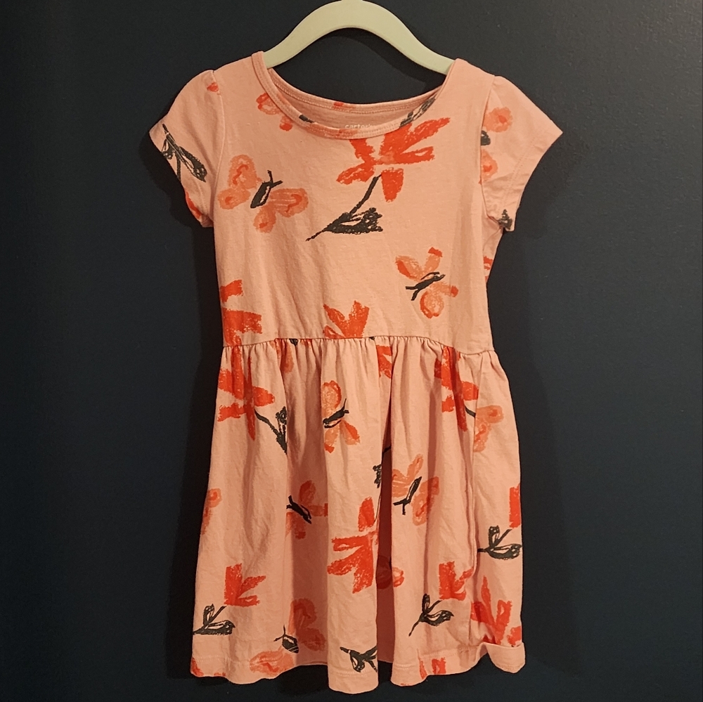 Carters pink flowered dress size 4t